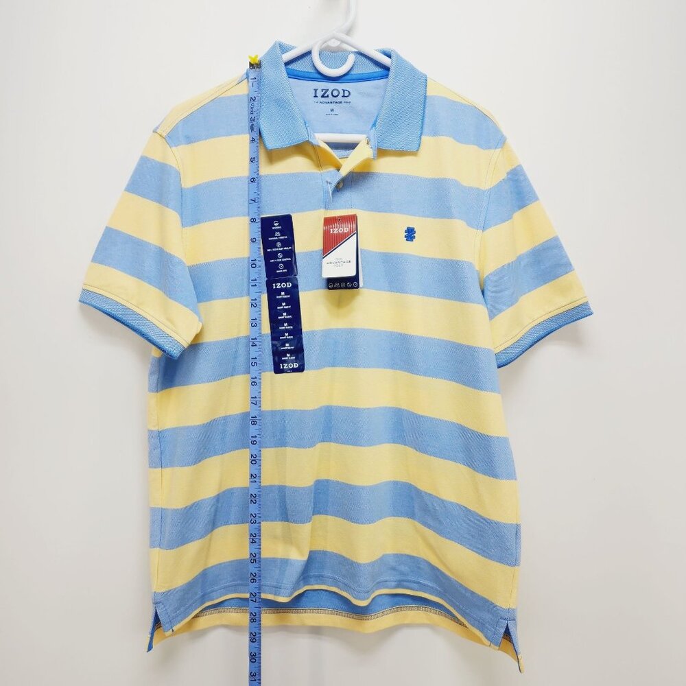 Izod Polo Shirt Mens yellow Stripes Advantage Performance Stretch Sport size M - Picture 6 of 12